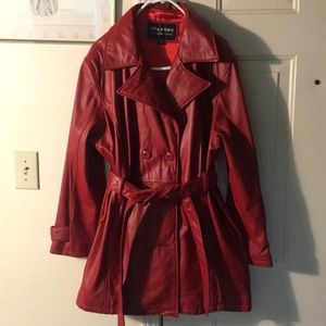 Red Wilson Leather trench coat authentic leather